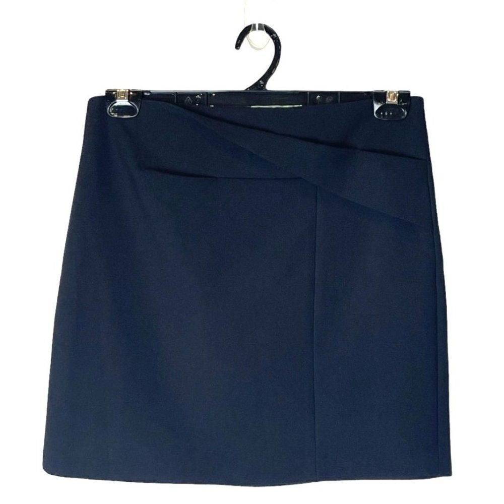 Halston Heritage Black Wrap Front Detail A Line Mini Skirt Size 4